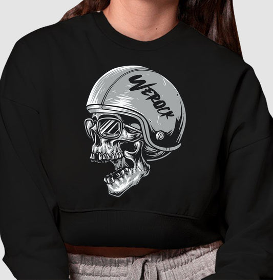 cropped moletom werock motorcycle helmet skull