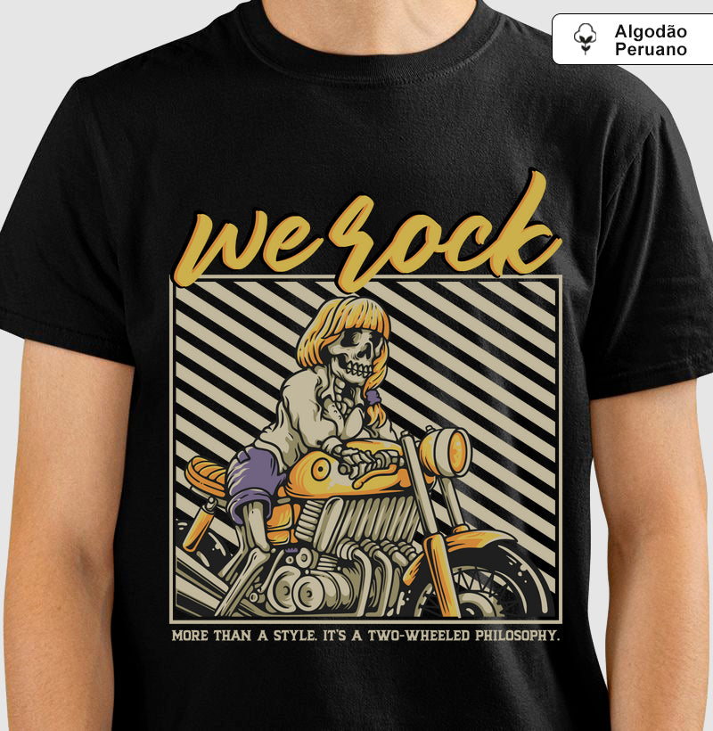 camiseta algodão peruano werock girl motorcycle masculina