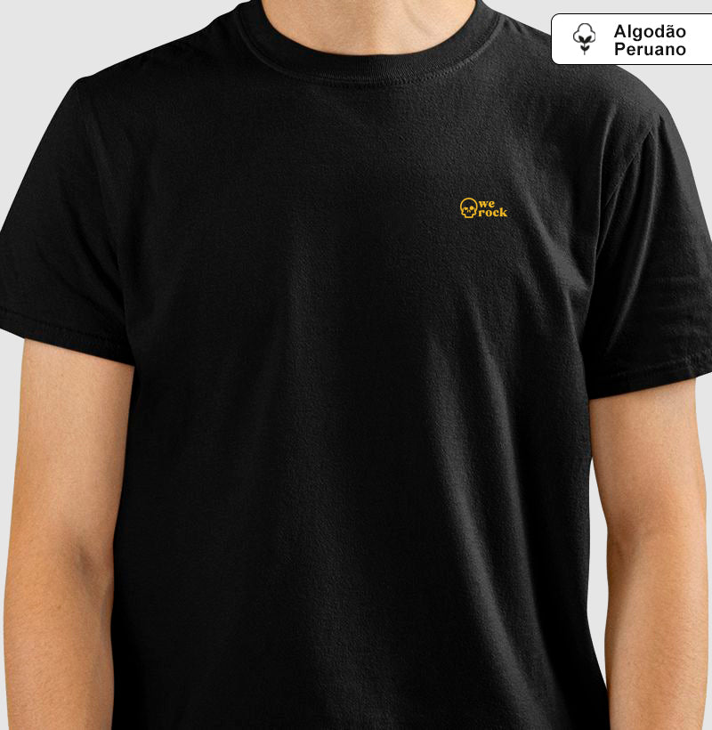 camiseta algodão peruano werock skull gold masculina
