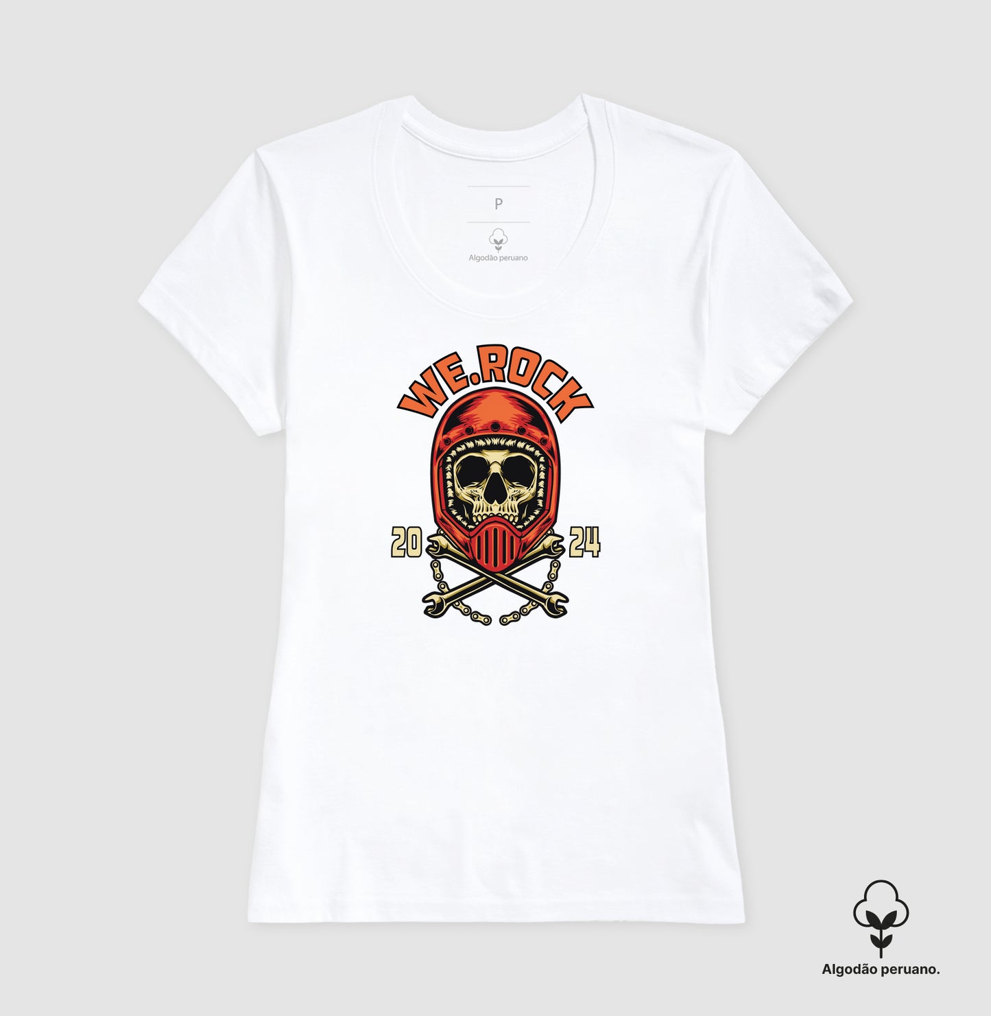 camiseta algodão peruano werock motorcycle tool feminina