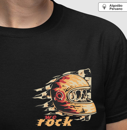 camiseta algodão peruano werock helmet racing masculina