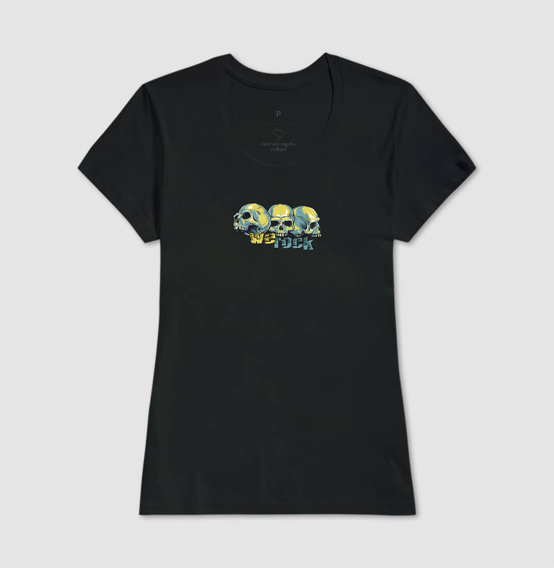 camiseta werock face skulls feminina