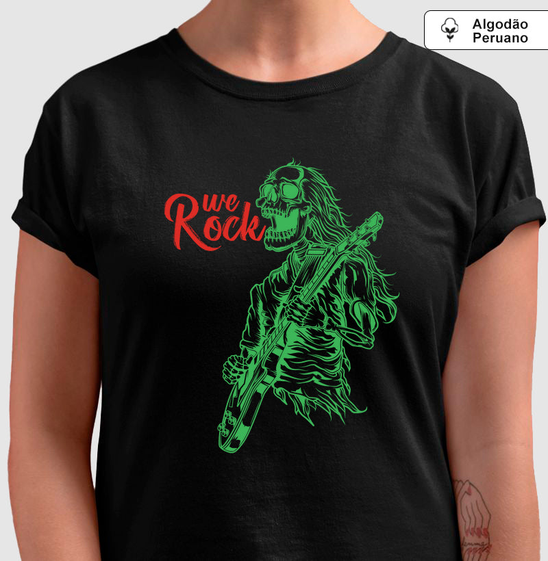 camiseta algodão peruano werock rock skull feminina