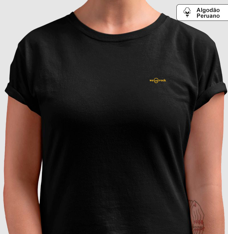 camiseta basic werock logo gold feminina