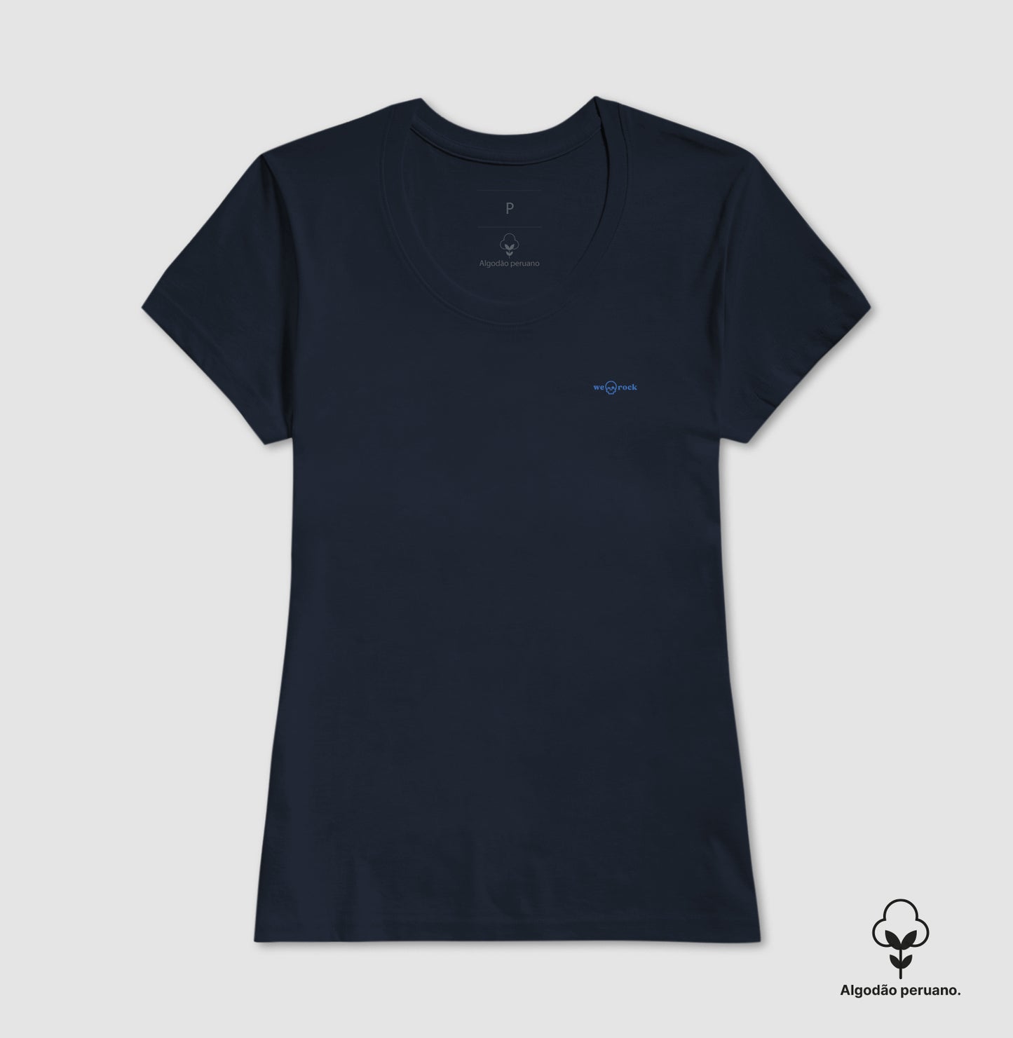 camiseta algodão peruano basic werock logo blue feminina