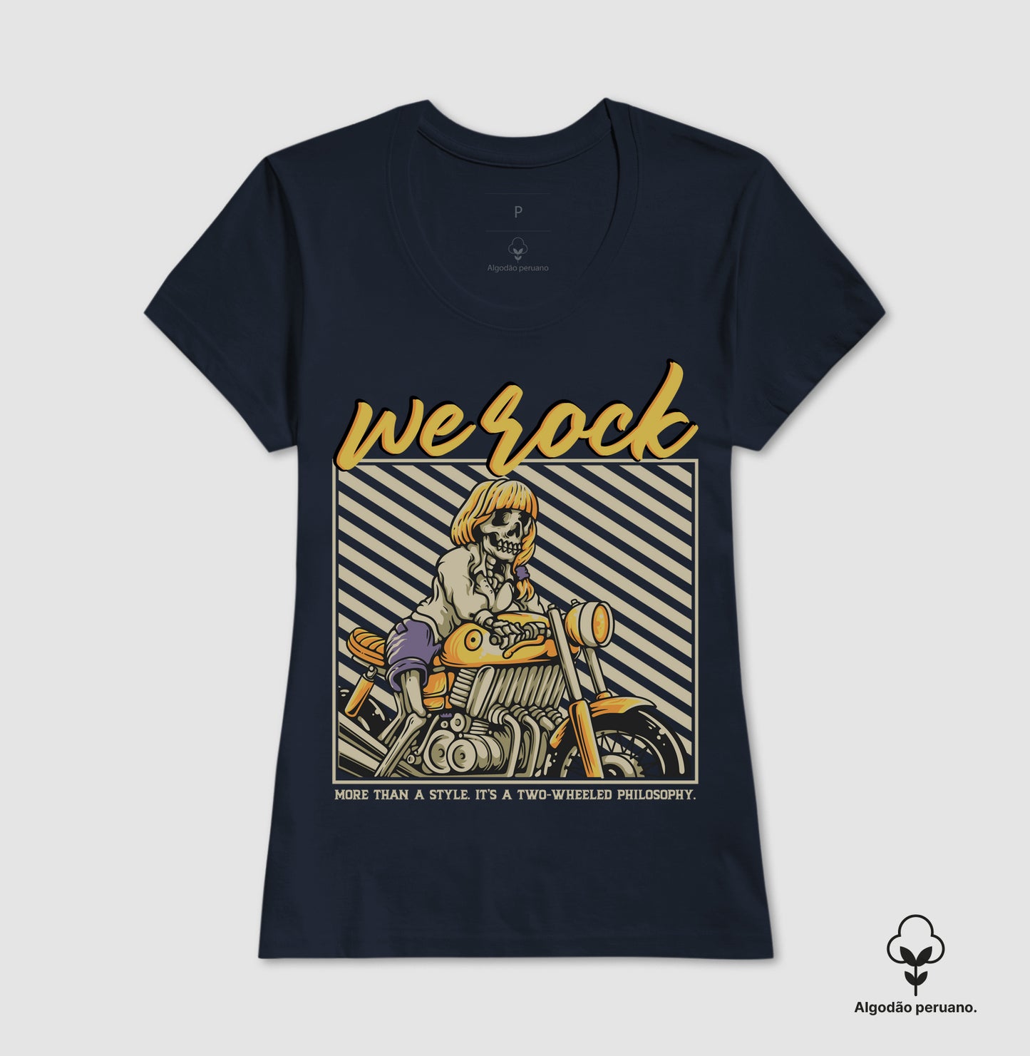 camiseta algodão peruano werock girl motorcycle feminina