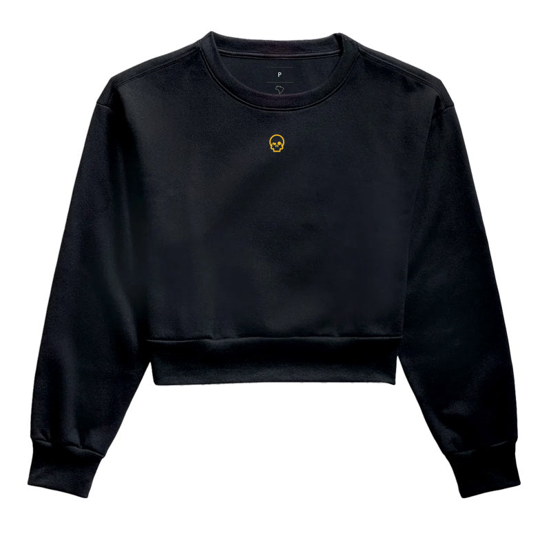 cropped moletom werock skull logo gold