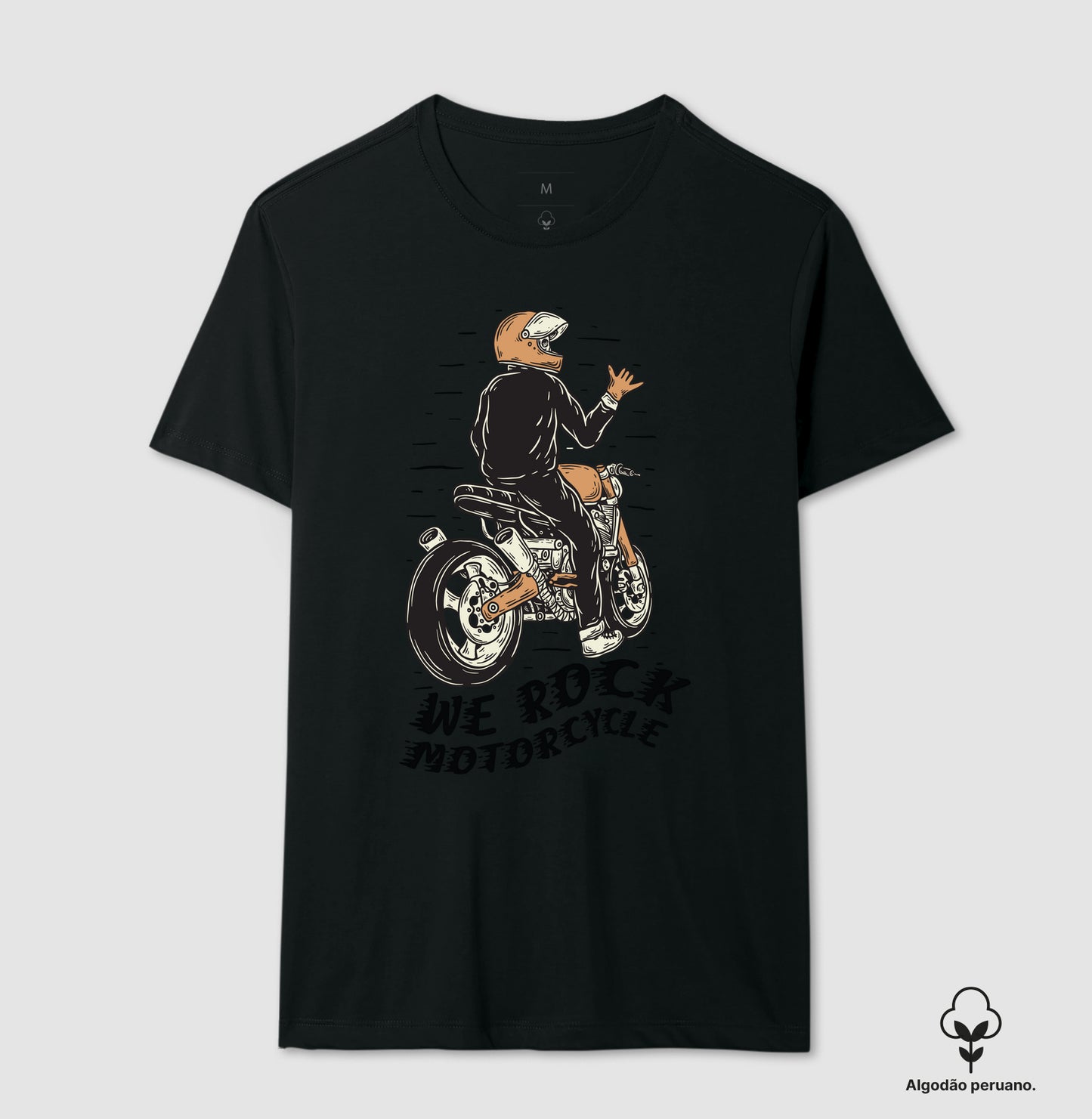 camiseta algodão peruano werock motorcycle hang loose
