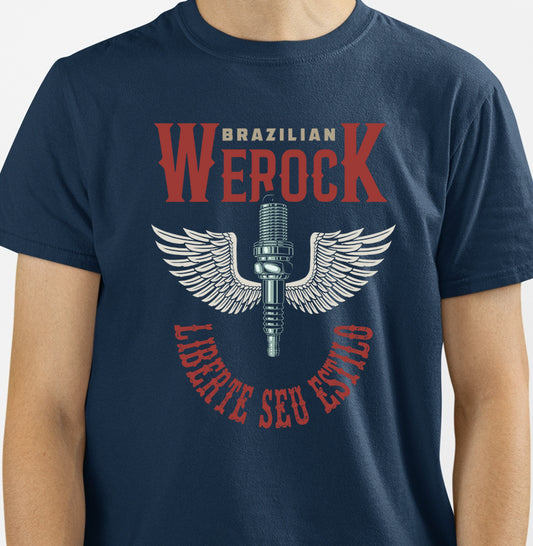 camiseta werock motorcycle wings masculina