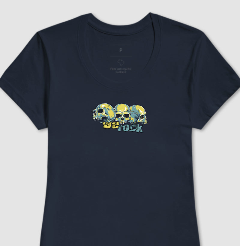 camiseta werock face skulls feminina