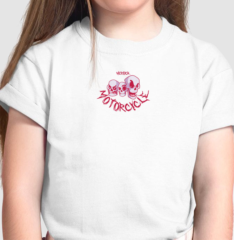 camiseta infantil werock motorcycle skulls
