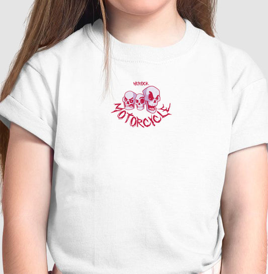 camiseta infantil werock motorcycle skulls
