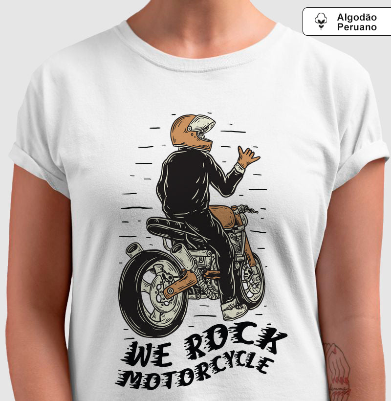 camiseta algodão peruano werock motorcycle hang loose feminina