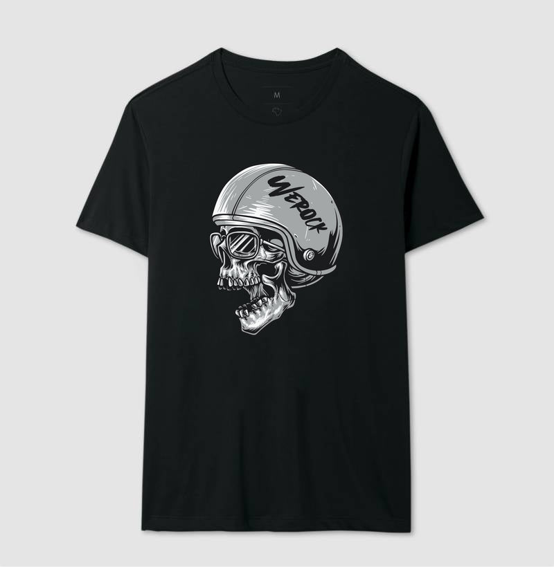 camiseta werock motorcycle helmet skull masculina