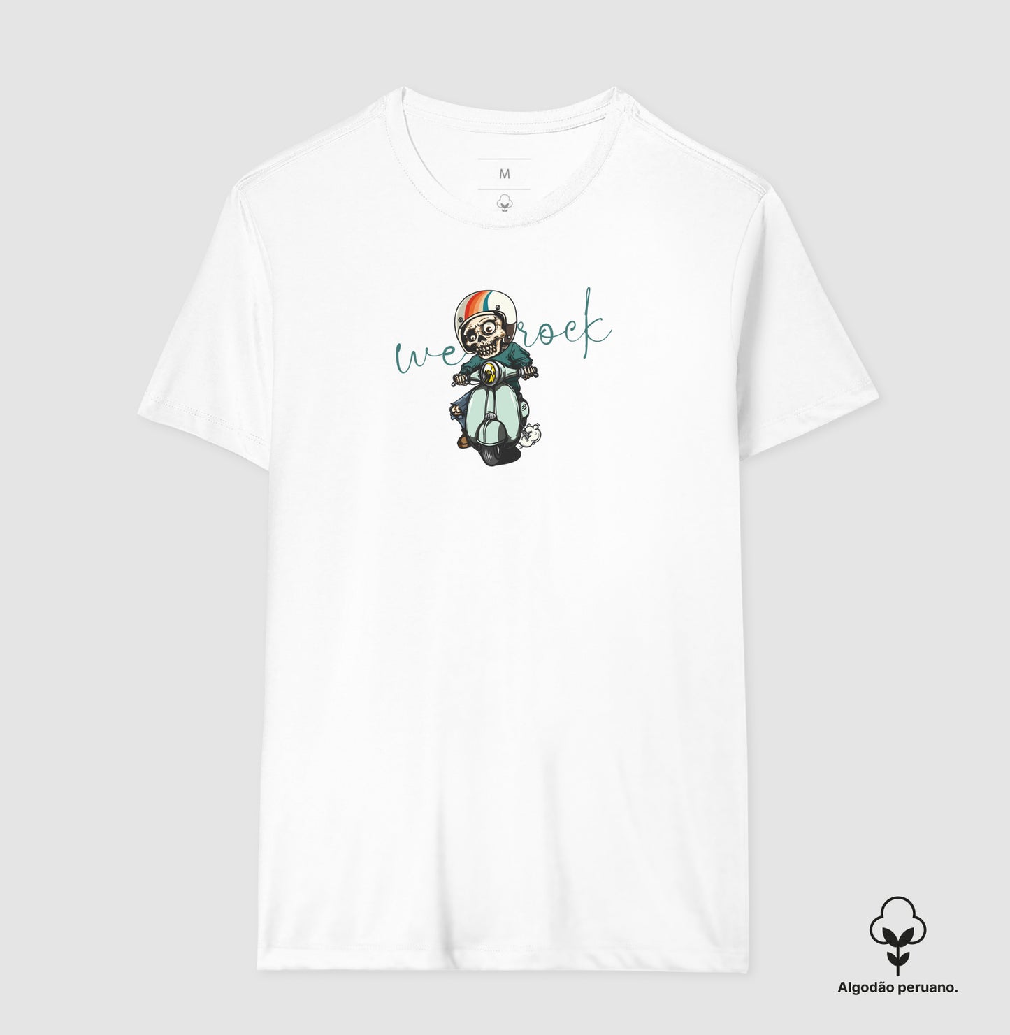 camiseta algodão peruano werock vespa skull feminina