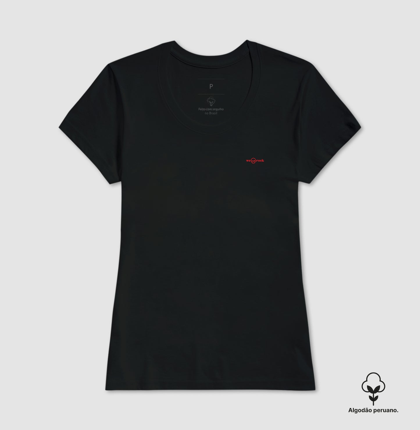 camiseta algodão peruano basic werock logo red feminina