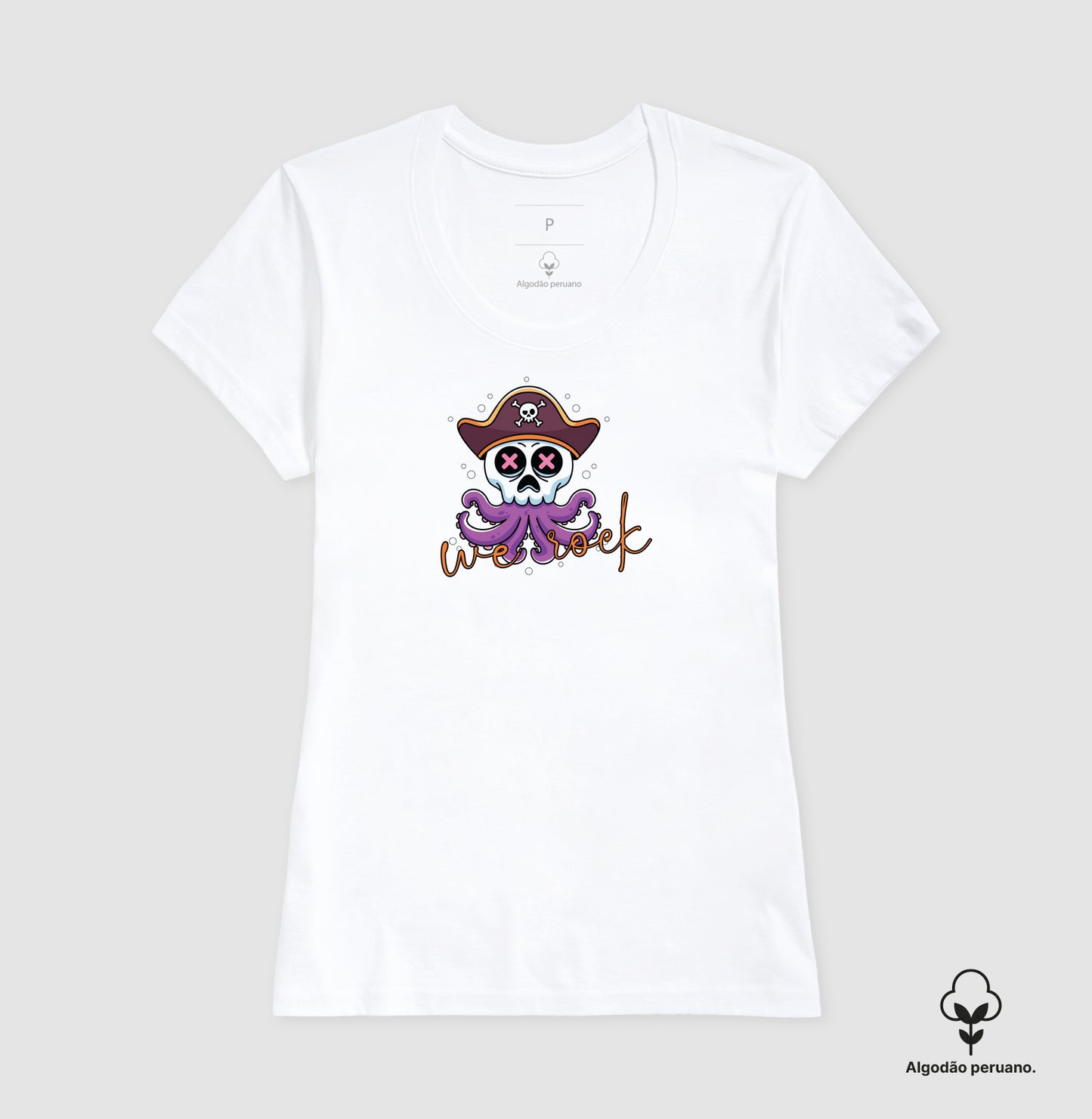 camiseta algodão peruano werock squid feminina