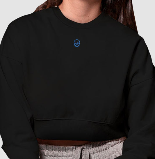 cropped moletom werock skull logo blue