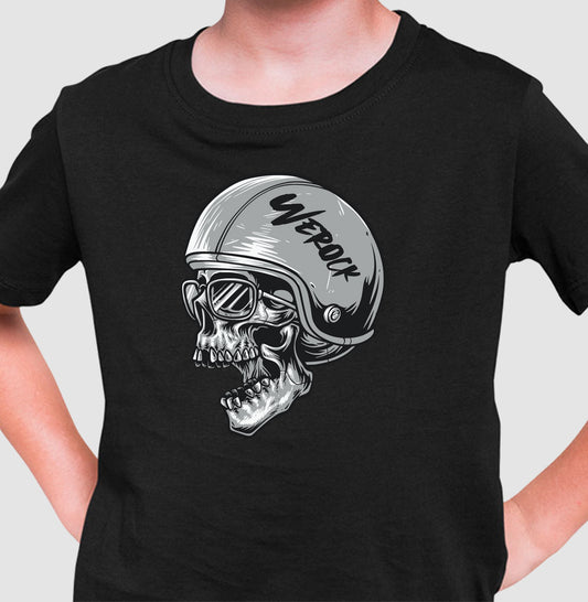 camiseta infantil werock motorcycle helmet skull