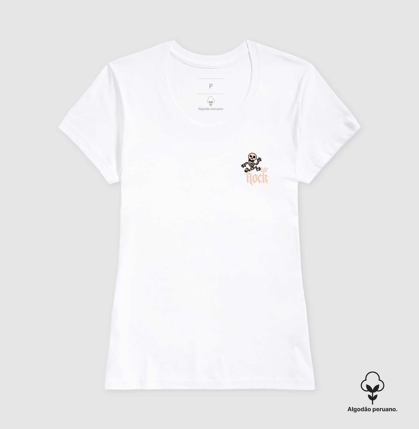 camiseta algodão peruano werock skeleton feminina
