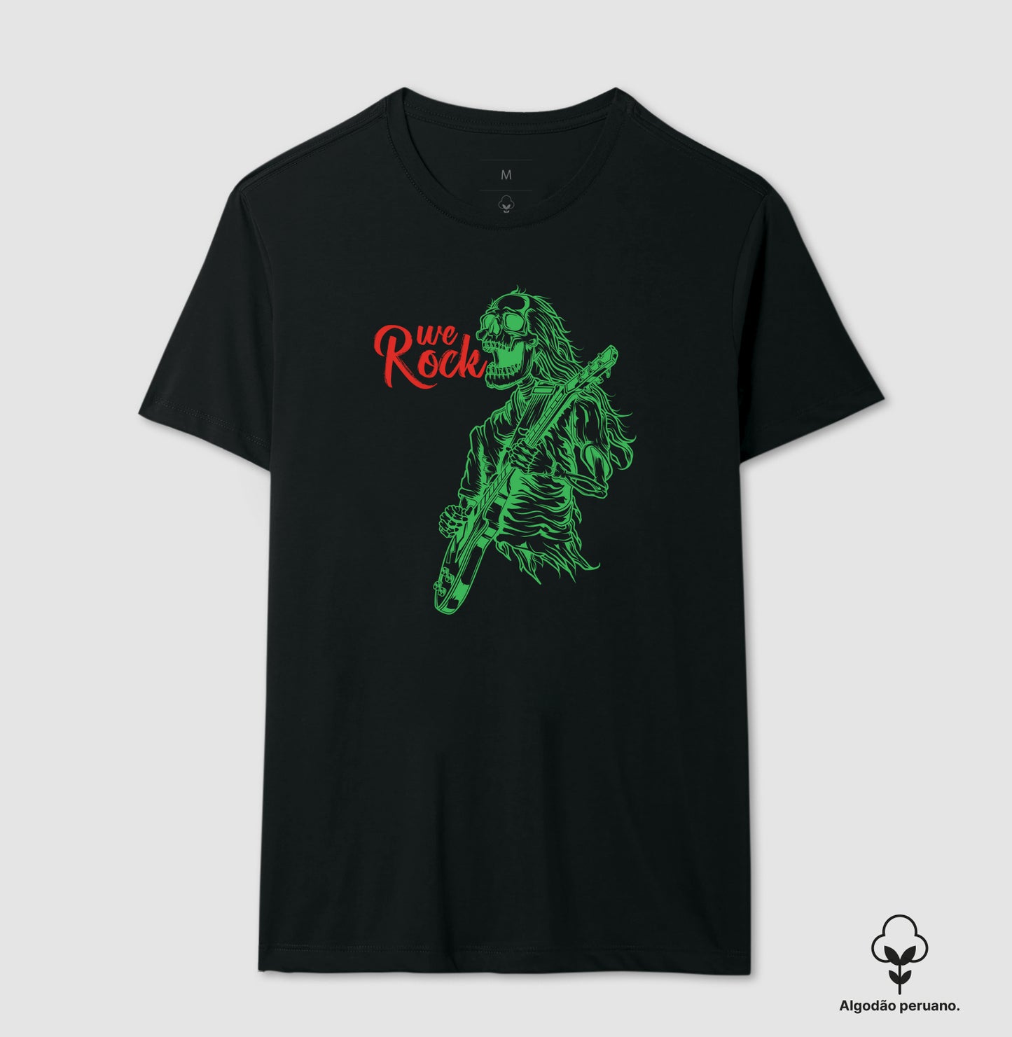 camiseta algodão peruano werock rock skull masculina