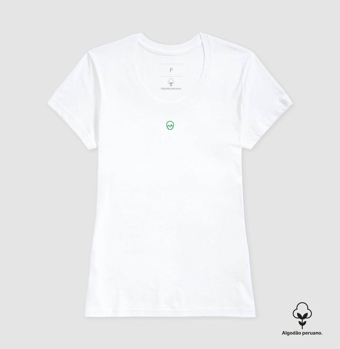 camiseta algodão peruano werock skull logo green feminina