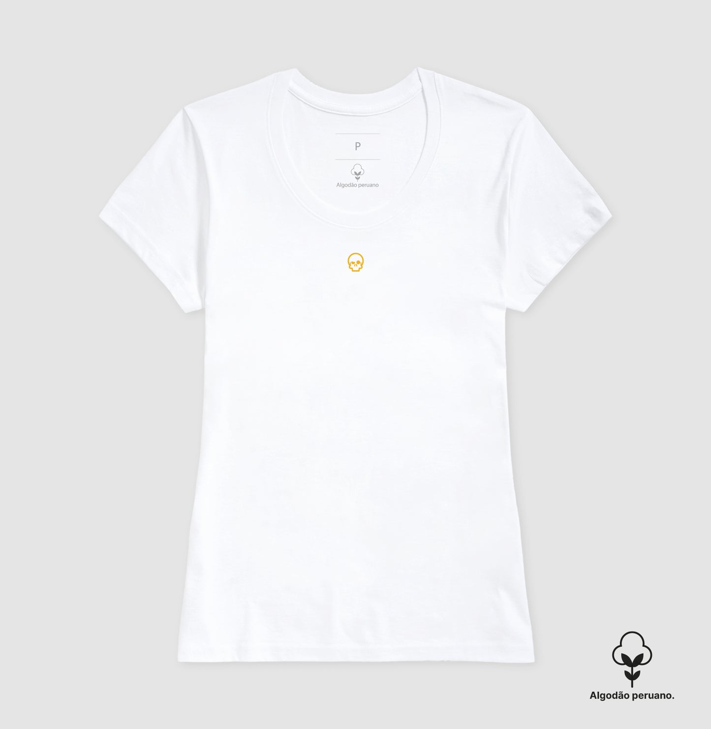 camiseta algodão peruano werock skull logo gold feminina