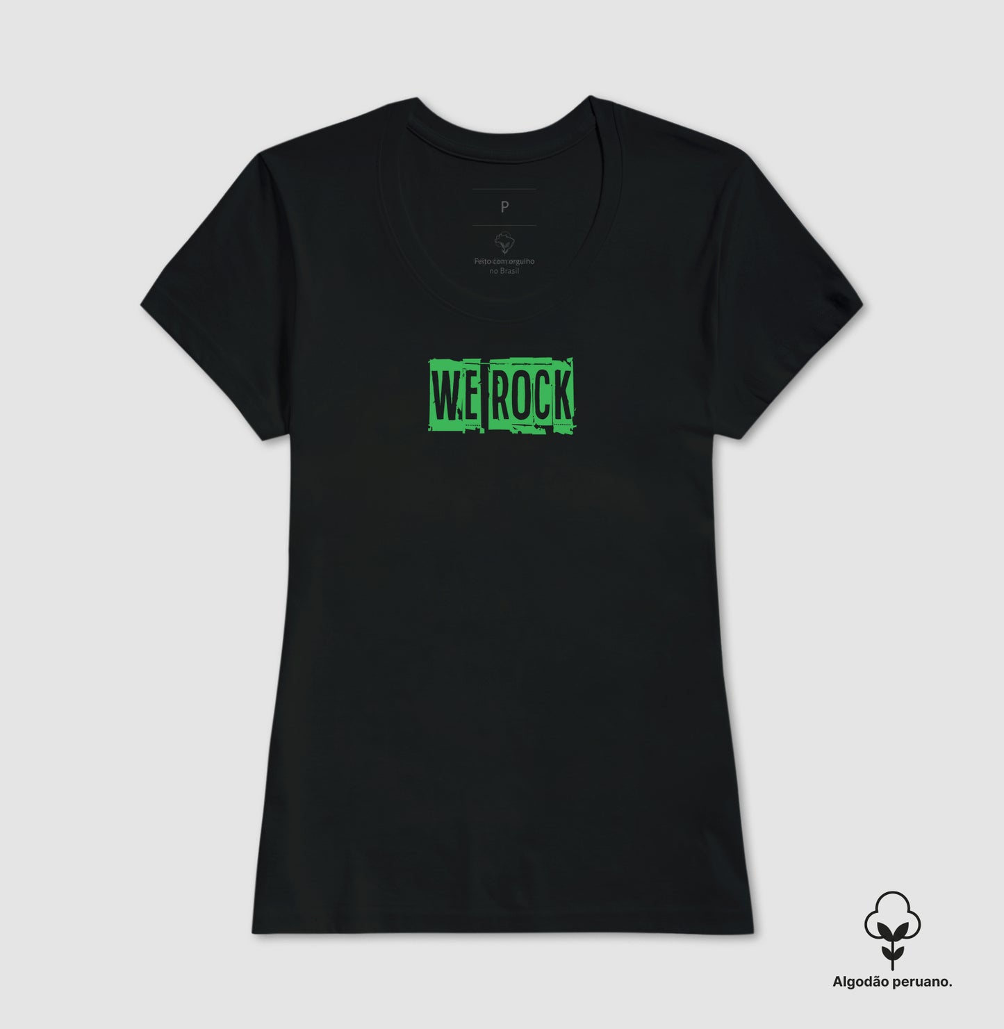 camiseta algodão peruano werock logo journal feminina