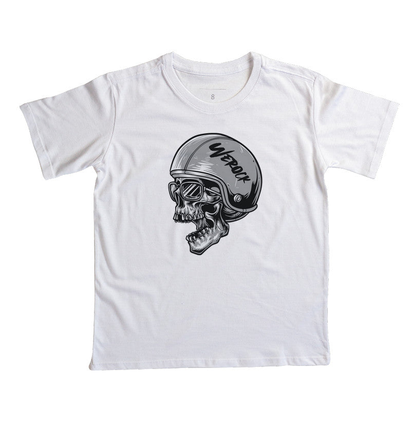 camiseta infantil werock motorcycle helmet skull
