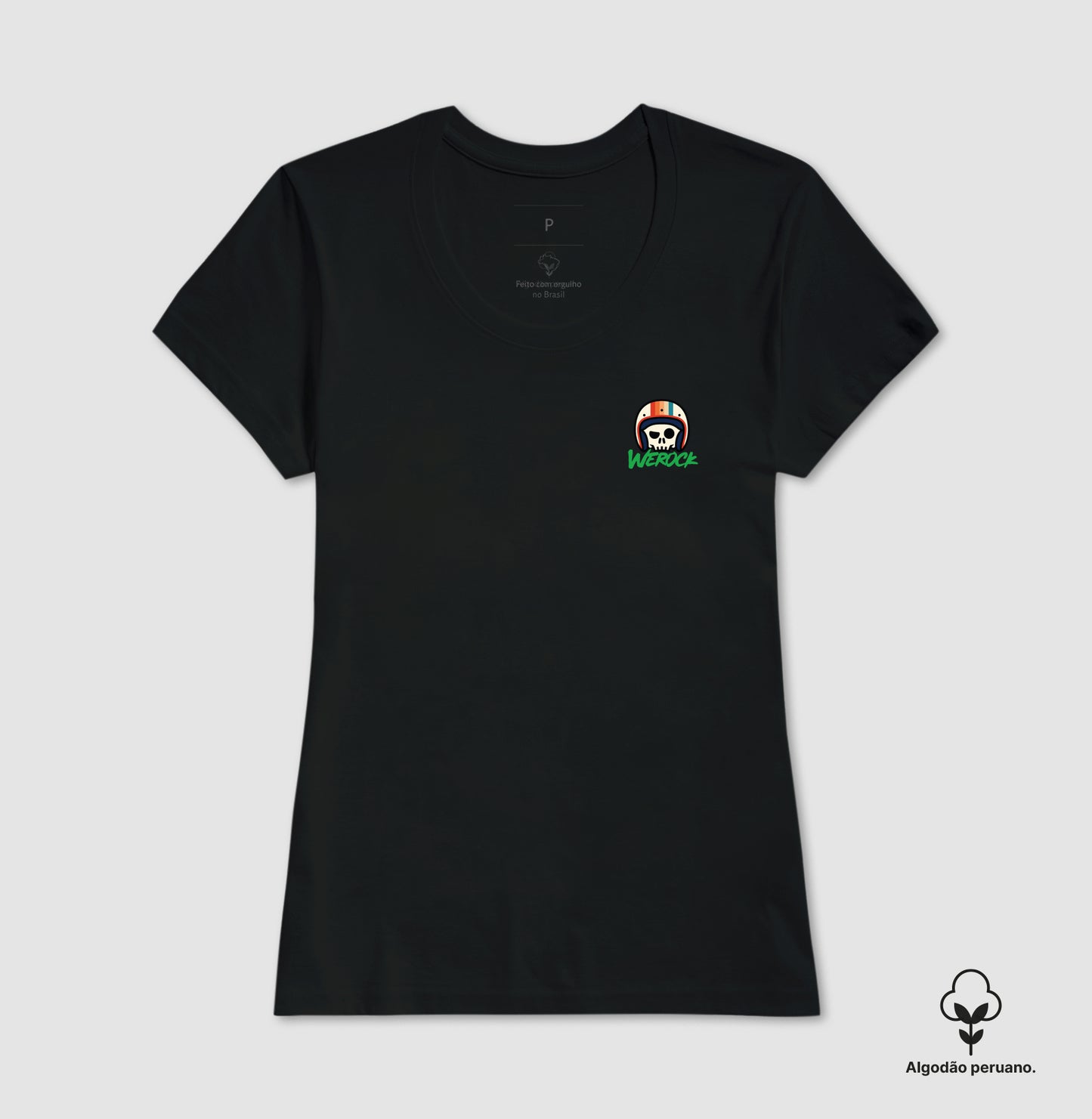 camiseta algodão peruano werock motorcycle classic feminina
