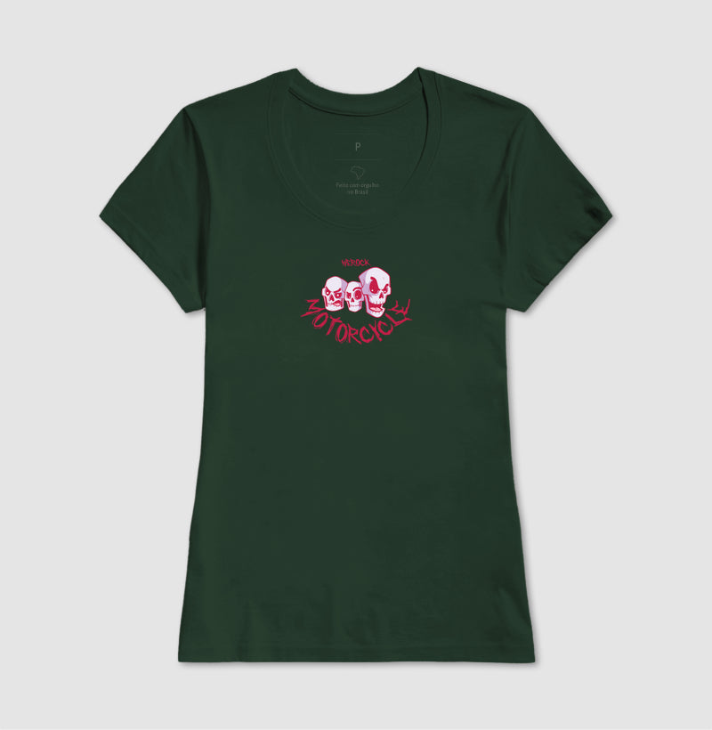 camiseta werock motorcycle skulls feminina