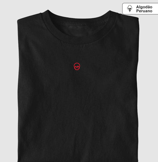camiseta algodão peruano werock skull logo red feminina
