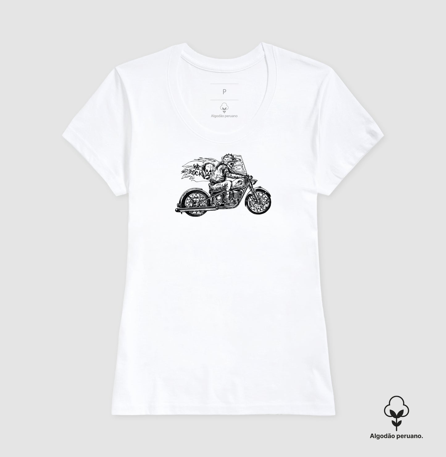 camiseta algodão peruano werock motorcycle ghost feminina