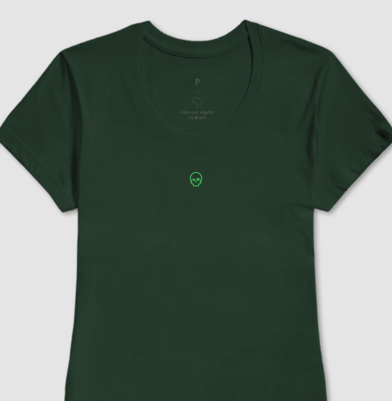 camiseta werock skull logo green feminina