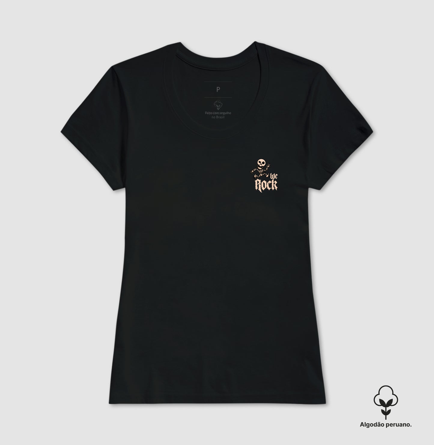 camiseta algodão peruano werock skeleton feminina