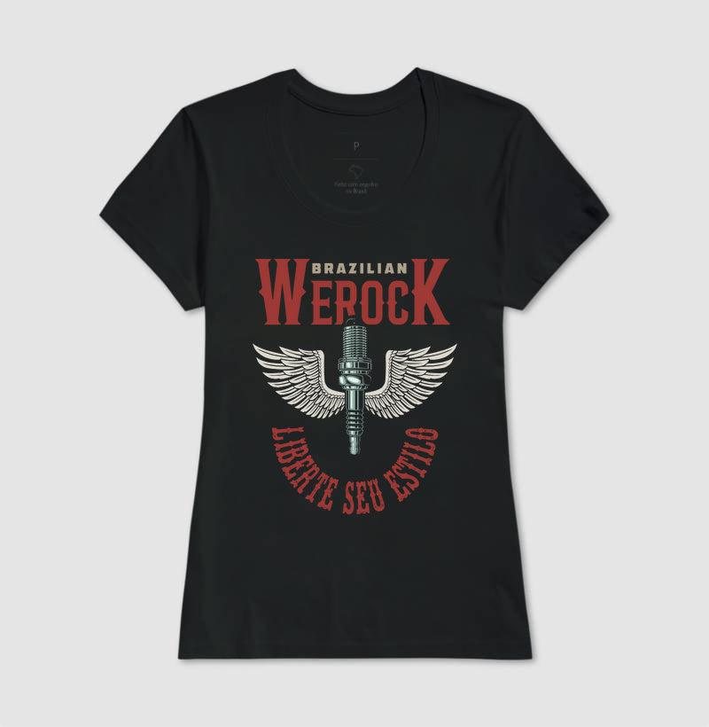 camiseta werock motorcycle wings feminino