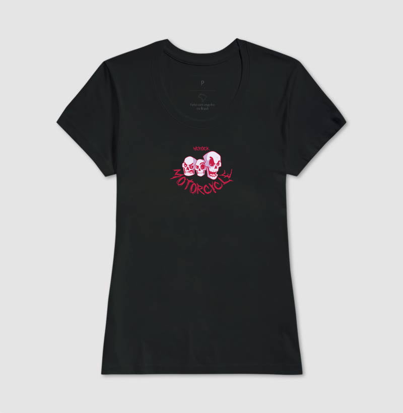camiseta werock motorcycle skulls feminina