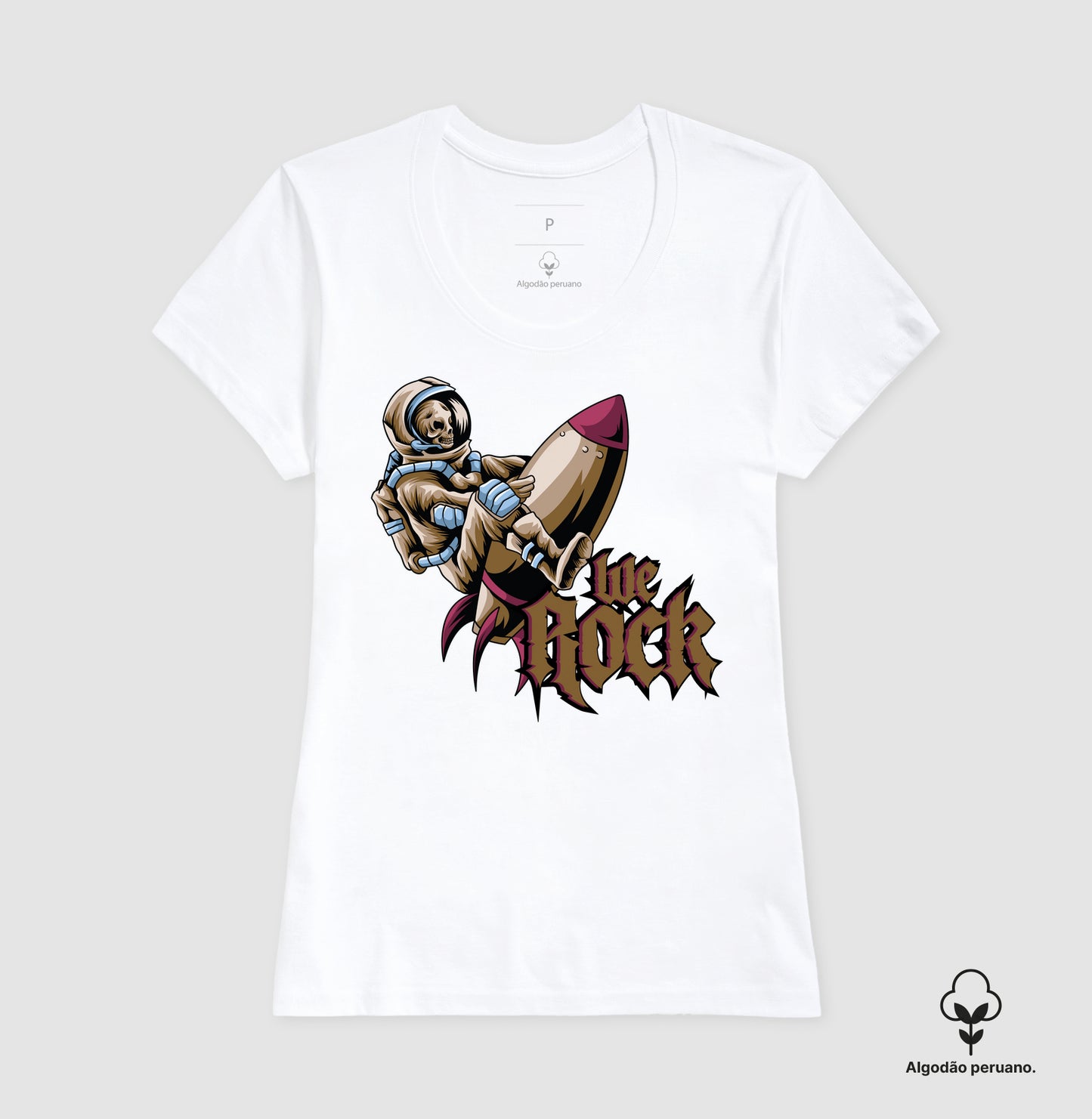 camiseta algodão peruano werock rocket feminina