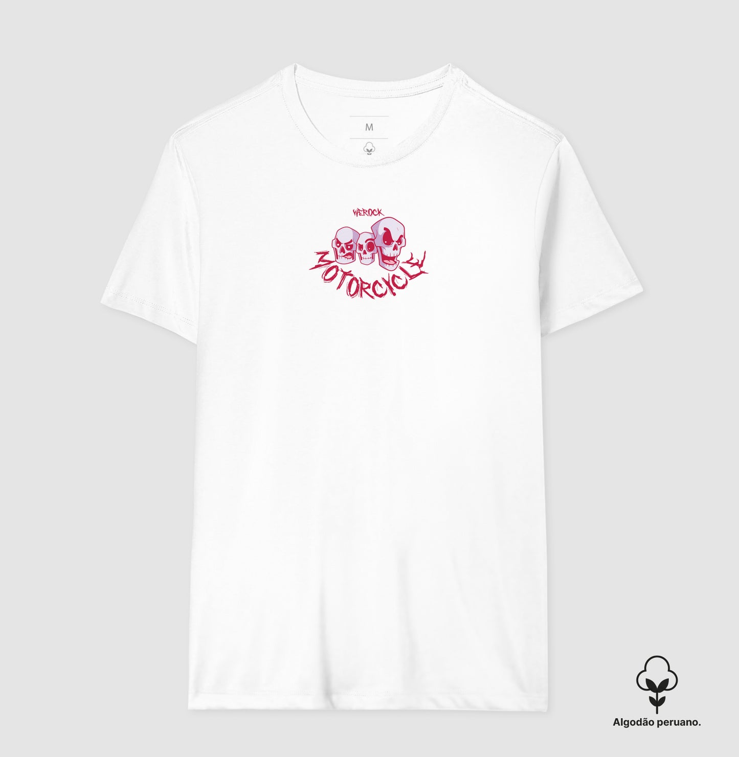camiseta algodão peruano werock motorcycle skulls masculina