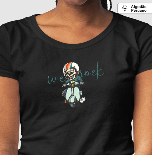 camiseta algodão peruano werock vespa skull feminina