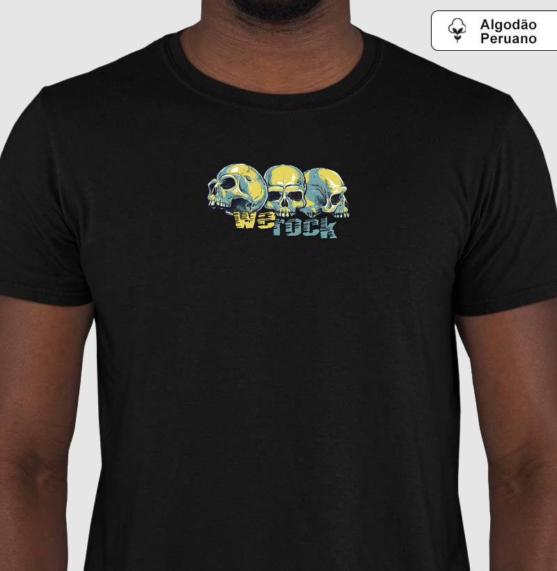 camiseta algodão peruano werock face skulls masculina