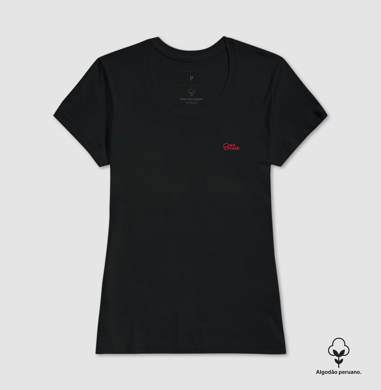 camiseta algodão peruano werock skull red feminina