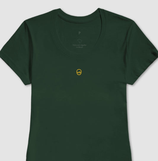 camiseta werock skull logo gold feminina
