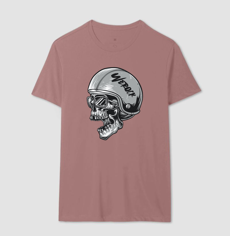 camiseta werock motorcycle helmet skull masculina