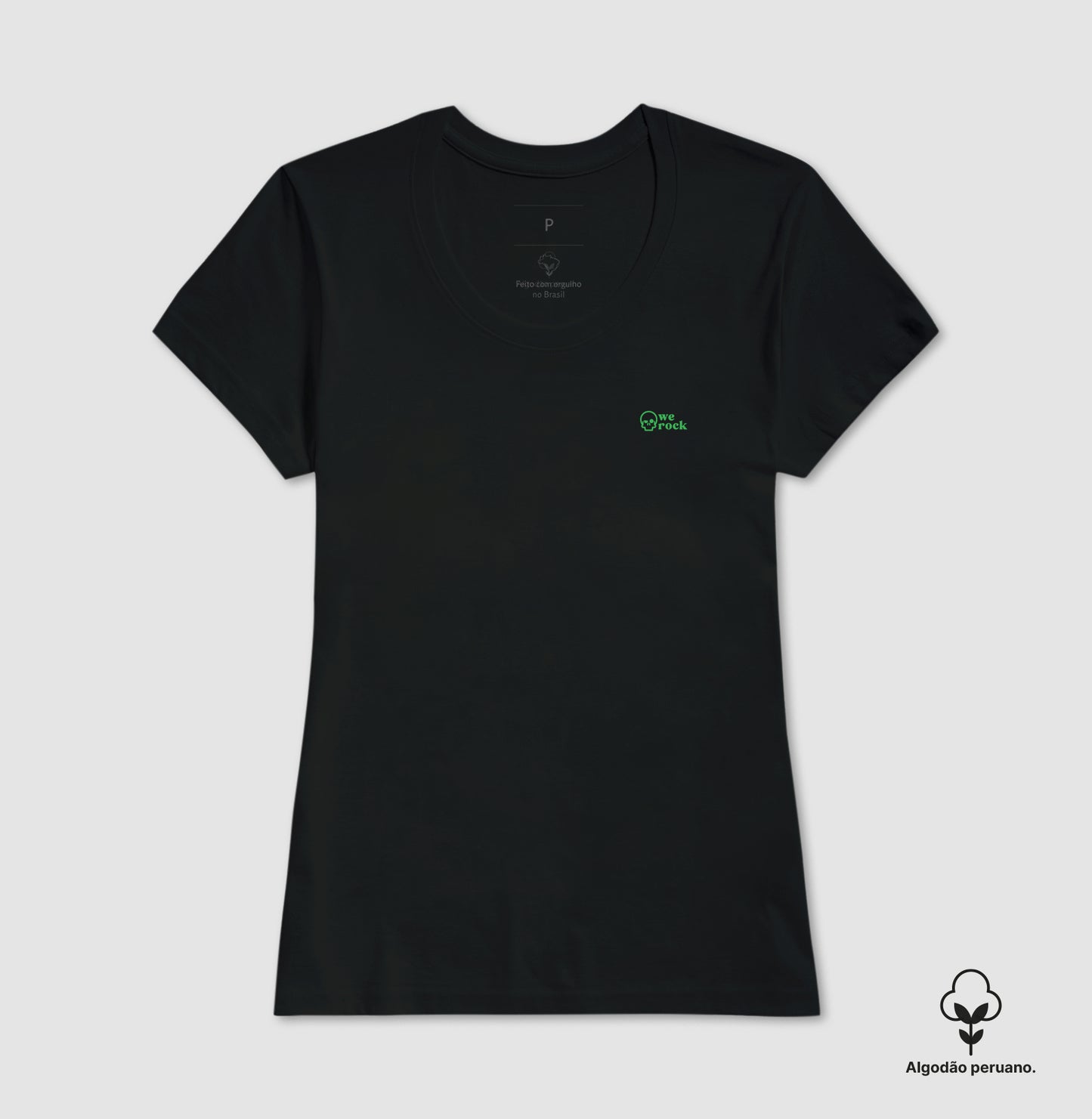 camiseta algodão peruano werock skull green feminina