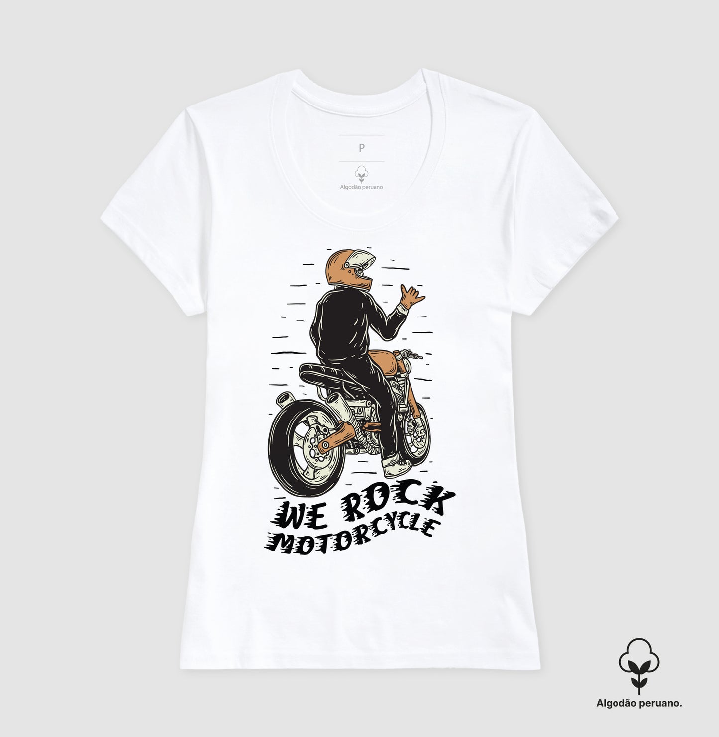 camiseta algodão peruano werock motorcycle hang loose feminina
