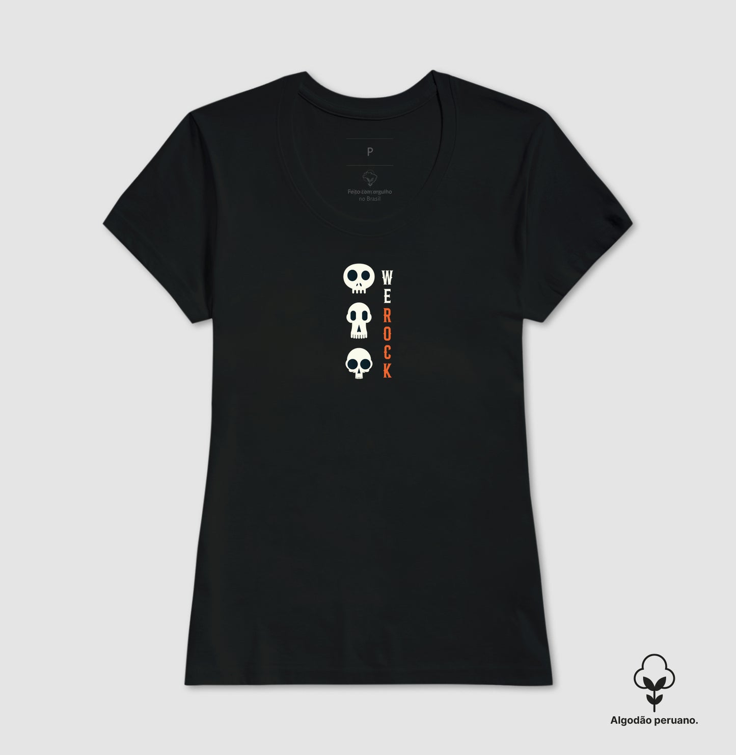 camiseta algodão peruano werock Vskulls feminina