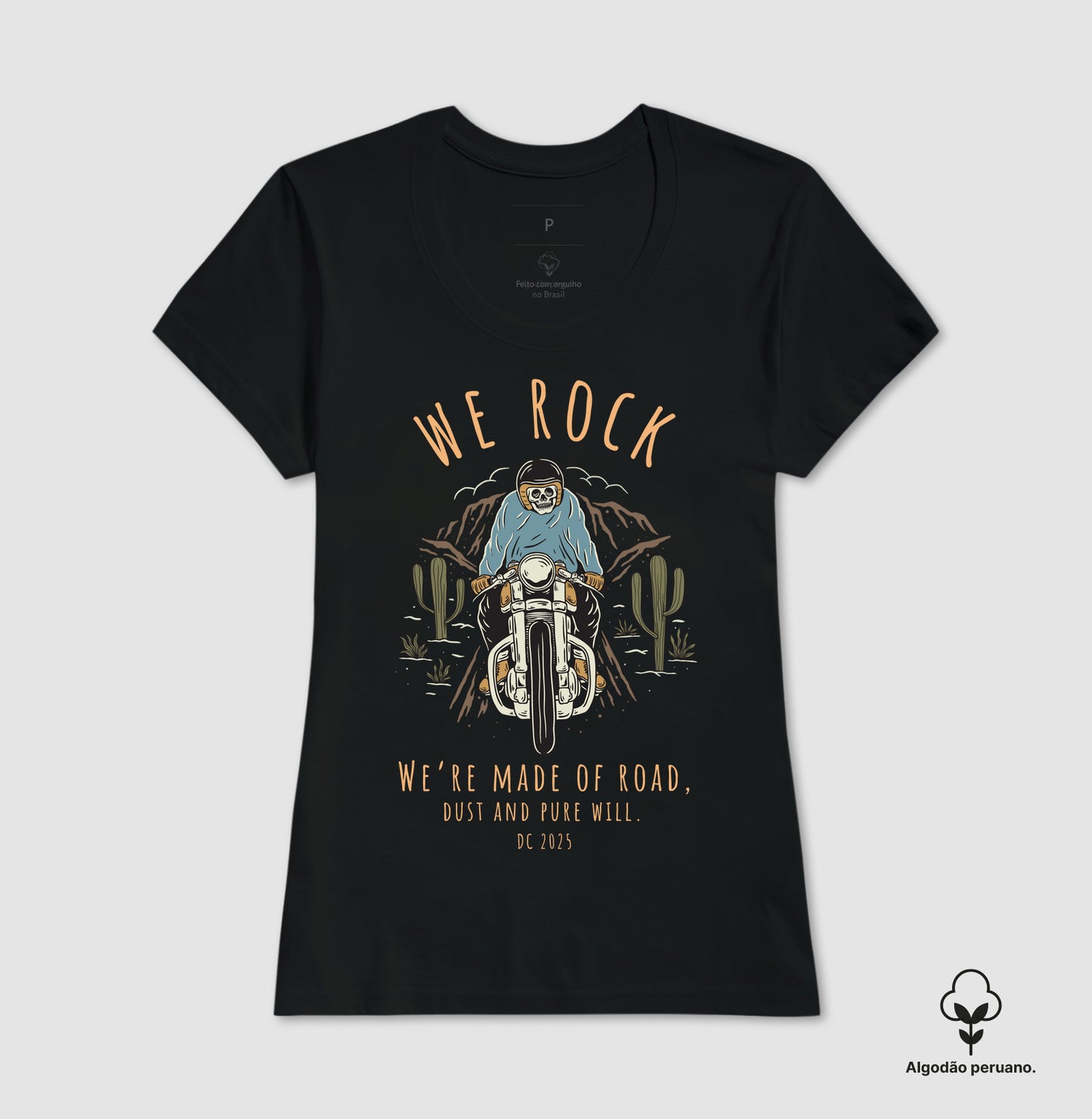 camiseta algodão peruano werock road feminino