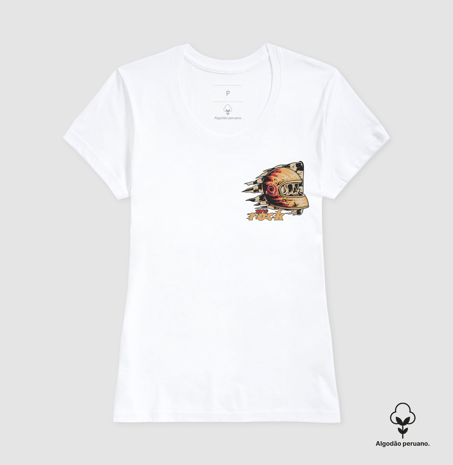 camiseta algodão peruano werock helmet racing feminina