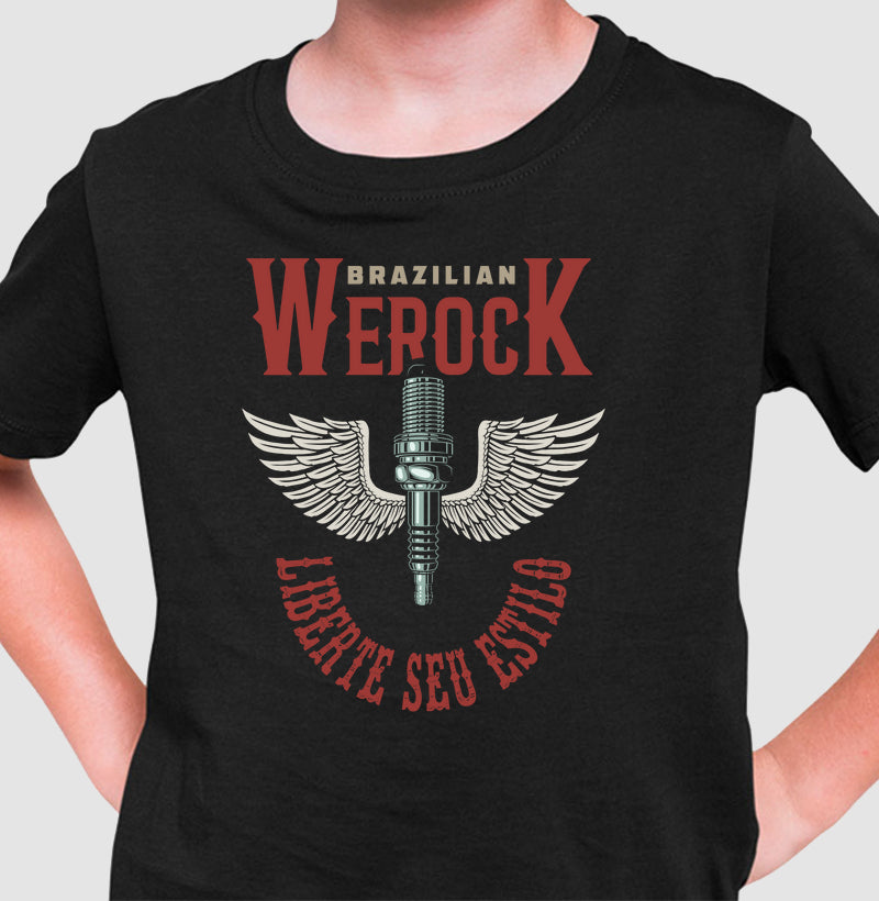 camiseta infantil werock motorcycle wings
